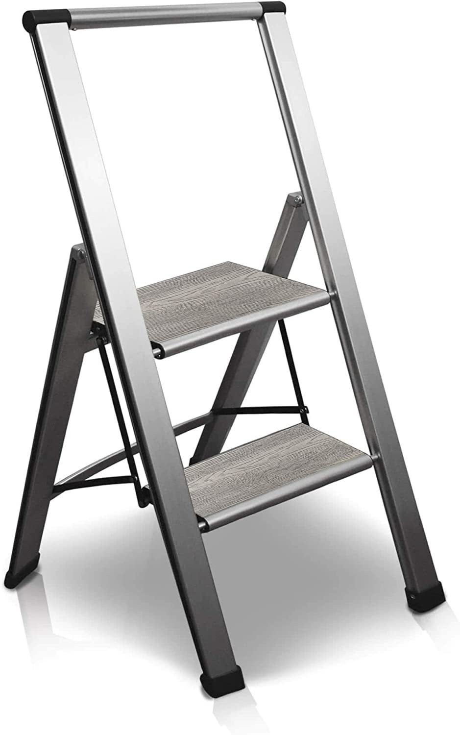 Generic Sorfey Aluminum Folding 2 Step Modern Ladder, Anti Slip, Sturdy,  Lightweight and 2 Slim Design, Very Easy to Store, Heavy