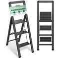 thumbnail image 1 of Sorfey 3-Step Aluminum Foldable Ladder Step Stool Folding Step Ladder, Gray, 1 of 12