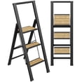 thumbnail image 1 of Sorfey 3-Step Folding Step Ladder Slim, Aluminum Foldable Step Stool, Black, 1 of 8