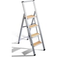 thumbnail image 1 of Sorfey 4-Step Folding Step Ladder Slim, Aluminum Foldable Step Stool, Silver, 1 of 5