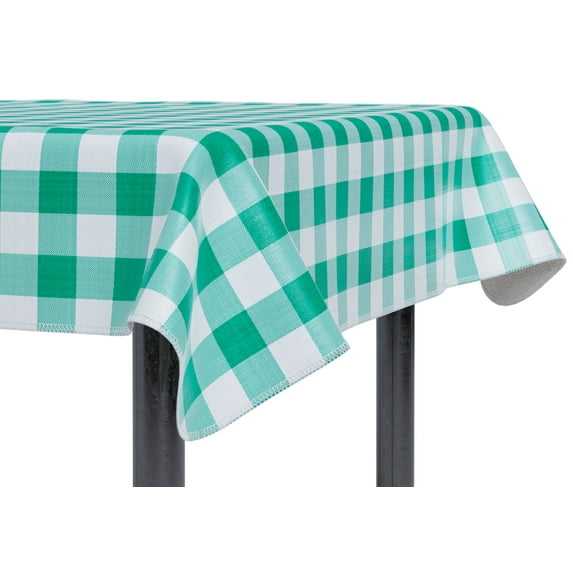 Sorfey Checkered Dining Table Cover Vinyl Table Cloth with Flannel, Green 84" x 60"