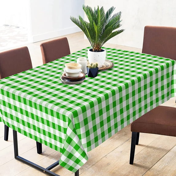 Sorfey Checkered Square Dining Table Cover Vinyl Table Cloth with Flannel, Green 52" x 52"