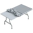 thumbnail image 1 of Sorfey Fitted Picnic Table Cover Checkered Rectangle Stretchable Tablecloth, Gray 36"x 72", 1 of 9