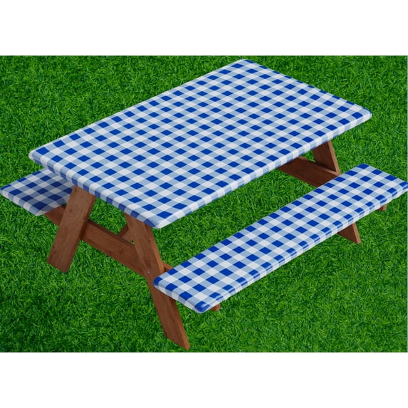 Sorfey Rectangle Fitted Picnic Table Cover with Bench Covers, Blue 30" x 60"