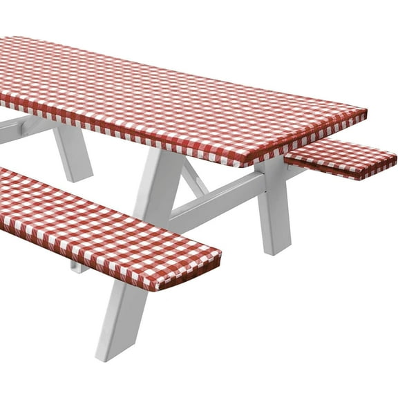 Sorfey Rectangle Fitted Picnic Table Cover with Bench Covers, Burgundy 30" x 96"
