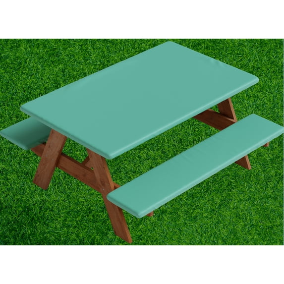 Sorfey Rectangle Picnic Table Cover Fitted Table Cloth with Bench Cover, 30" x 60" Green