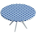 thumbnail image 1 of Sorfey Round Dining Table Cover Fitted Checkered Vinyl Table Cloth, Blue 42” x 54”, 1 of 9