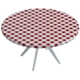 thumbnail image 1 of Sorfey Round Dining Table Cover Fitted Checkered Vinyl Table Cloth, Burgundy 42” x 54”, 1 of 10