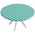 thumbnail image 1 of Sorfey Round Dining Table Cover Fitted Checkered Vinyl Table Cloth, Green 44” x 40”, 1 of 9