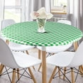thumbnail image 1 of Sorfey Round Dining Table Cover Fitted Checkered Vinyl Table Cloth, Green 70” x 70”, 1 of 5