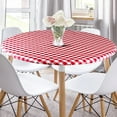 thumbnail image 1 of Sorfey Round Dining Table Cover Fitted Checkered Vinyl Table Cloth, Red 44” x 40”, 1 of 5