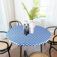 thumbnail image 1 of Sorfey Round Picnic Table Cover Checkered Fitted Tablecloth, Blue 42" x 42", 1 of 6