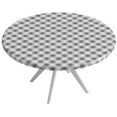 thumbnail image 1 of Sorfey Round Picnic Table Cover Checkered Fitted Tablecloth, Gray 36" x 36", 1 of 9