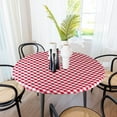 thumbnail image 1 of Sorfey Round Picnic Table Cover Checkered Fitted Tablecloth, Red 48" x 48", 1 of 6
