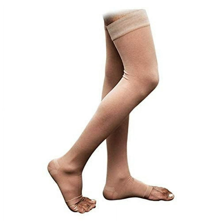 Sorgen Classique (Lycra) Medical Compression Stockings for Varicose Veins  Class 1 Thigh Length in Eco-Friendly Zip Pouch. (Medium) 