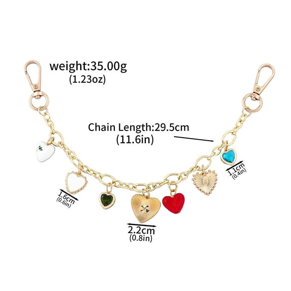 Sorgerly Gold Heart Charm Bag Chain Purse Strap Decorative Handbag Chain with Lobster Clasps for Women