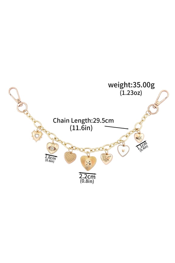 Gold Heart Charm Bag Chain Purse Strap Decorative Handbag Chain with Lobster Clasps for Women