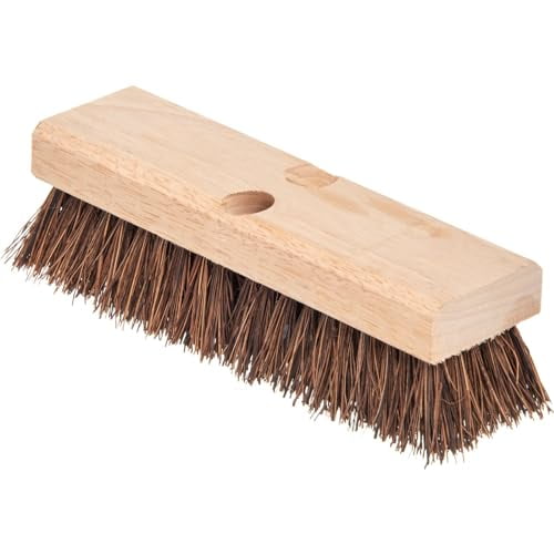 Soro Essentials- 10" Palmyra Deck Scrub Brush- Heavy Duty Hardwood Block Deck Brush Outdoor Push Broom Head for Rough Surface Outdoor Cleaning Brush for Deck Garage Patio
