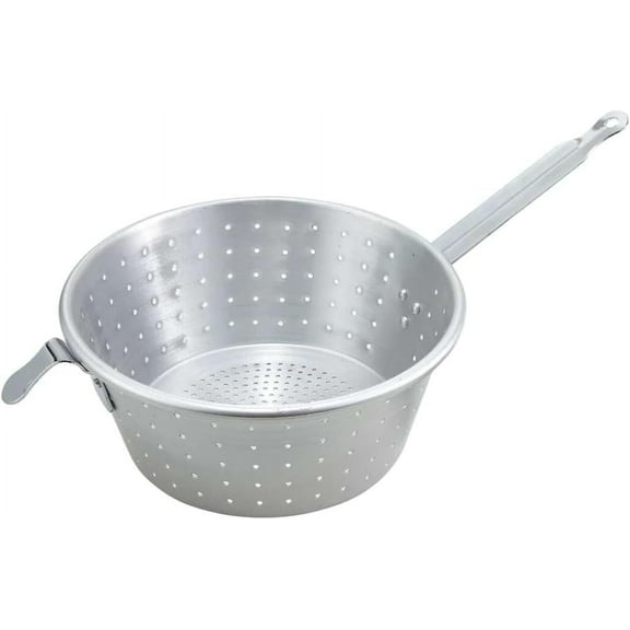 Soro Essentials- 10” Spaghetti Strainer Aluminum with Tri-riveted Grooved Handle– Kitchen Food Strainer Basket Metal Colander for Strain Drain Rinse Kitchen Food Pasta Spaghetti Berry Fruit Vegetable