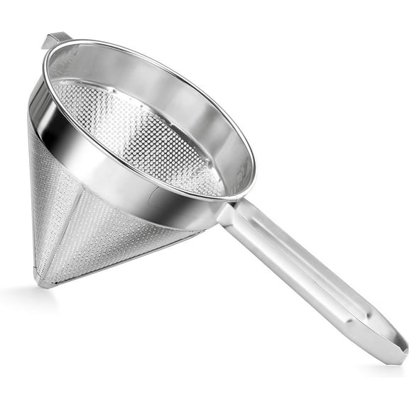 Soro Essentials- 10" Stainless Steel China Cap Strainer Coarse Mesh- Cone Shaped Strainer Food Strainer Juice Strainer Kitchen Tools Food Strainer for Straining Seeds Beans Sauces Home Kitchen