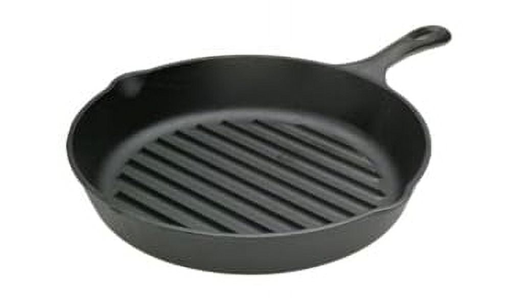 Soro Essentials- 11” Cast Iron Grill Pan Skillet Black Color- Pre-Seasoned Branding Grill Skillet with Ridges Use in the Oven on the Stove on the Grill or Over a Campfire