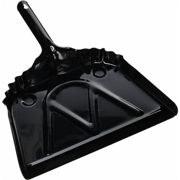 Soro Essentials- 12" Heavy-Duty Hand Held Metal Dust Pan Black Color- Dust Pan with Handle Handheld Dustpan Wide Scooper for Indoor Outdoor Fireplace Industrial and Commercial Use