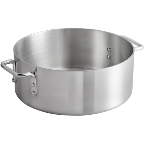 Soro Essentials 15 qt. Aluminum Brazier with Riveted Handles Medium Weight 4 mm Thickness - Brazier Pot Cookware Perfect for Roasting Sauteing Searing and Pan Frying Home Kitchen Restaurant