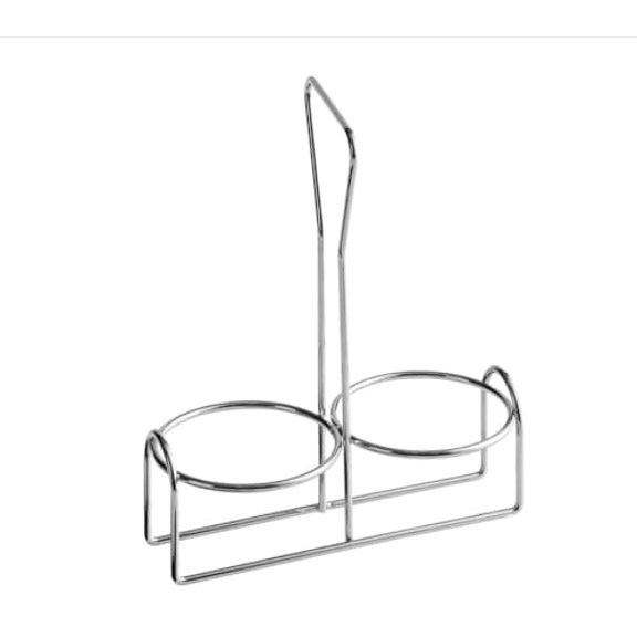 Soro Essentials- 2 Holes Metal Condiment Jar Holder with 3" Diameter Hole Size- Condiment Rack Holder Table Caddy Tabletop Seasoning Spice Organizer for Home and Restaurant