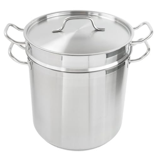 Soro Essentials- 20 qt. Stainless Steel Double Boiler Pot with Cover- Steam Melting Stock Pot for Butter Chocolate Cheese Caramel Fondue Candy Dessert and Sauces