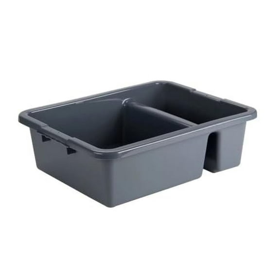 Soro Essentials- 21-1/4" x 17-1/4" x 7" Deep Plastic Commercial Divided Bus Box Tub Gray Color- Utility Bus Tub Food Service Bus Tub Wash Basin Dish Tub for Kitchen Organizer Storage