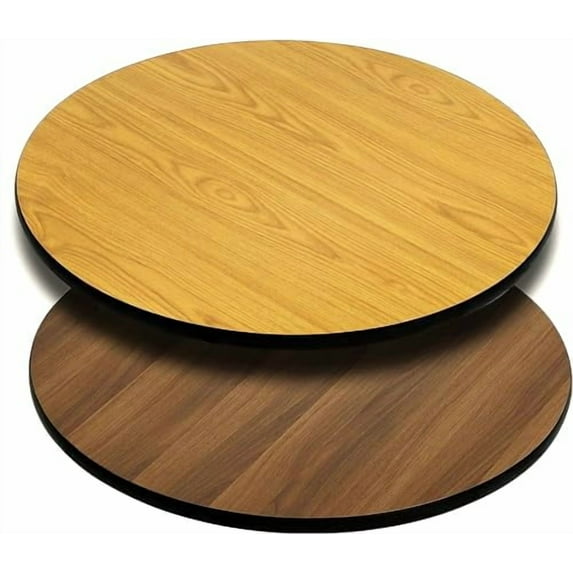 Soro Essentials- 24'' Wood Round Table Top with Oak or Walnut Reversible Top- Laminate Reversible Table Top for Home Dining Office Boardroom Living Room and Commercial