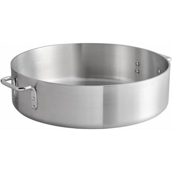 Soro Essentials- 24 qt. Heavy Weight Aluminum Brazier 6 mm Thickness- Brazier with Riveted Handles Perfect for Roasting Sauteing Searing and Pan Frying Home Kitchen Restaurant