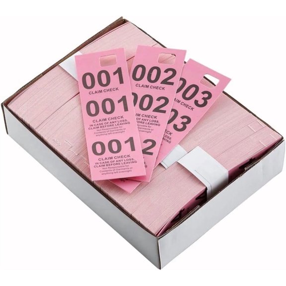Soro Essentials- 3 Part Coat Check Tickets Pink Color 500 Pieces/Box- Colored Paper Coat Room Check Tags Tickets Claim Check Claim Ticket for Checking Coats Luggage in Hotels Restaurants Convention