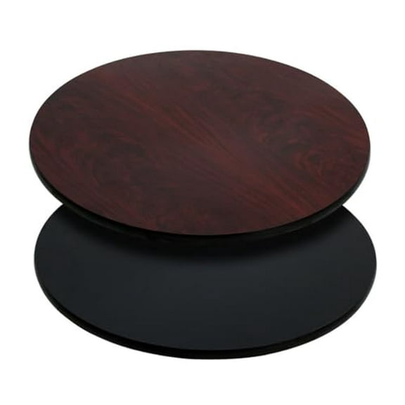 Soro Essentials- 30'' Wood Round Table Top with Black or Mahogany Reversible Top- Laminate Reversible Table Top for Home Dining Office Boardroom Living Room and Commercial