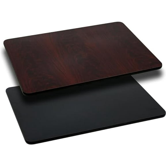 Soro Essentials- 30''x 48'' Wood Rectangular Table Top with Black or Mahogany Reversible Top- Laminate Reversible Table Top for Home Dining Office Boardroom Living Room and Commercial