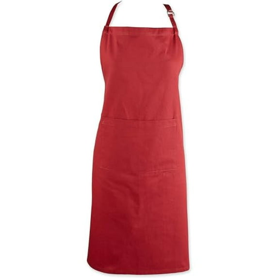 Soro Essentials- 32" x 28" Polyester and Cotton Blend Bib Apron with One Pocket Bright Red Color– Server Waiter and Waitress Bib Apron for Cooking Kitchen Restaurant and Crafting