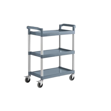Soro Essentials- 32” x16” x 37” Cart Grey Color- Plastic Utility Rolling Bus Cart Multifunctional Storage Organizer Storage Cart for Kitchen Bathroom Living Room Office