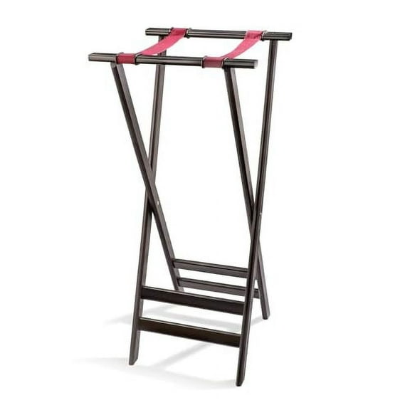 Soro Essentials- 38 Tray Stand Walnut Finish- Folding Serving Trays Stand with Strong Nylon Straps for Serving Food Trays at Home Hotels and Restaurants