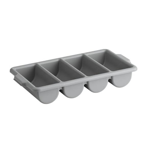 Soro Essentials- 4 Compartment Polypropylene Commercial Cutlery Box Bin Gray Color- Flatware Storage Caddy Tray Utensil Organizer Silverware Organizer for Kitchen Utensil