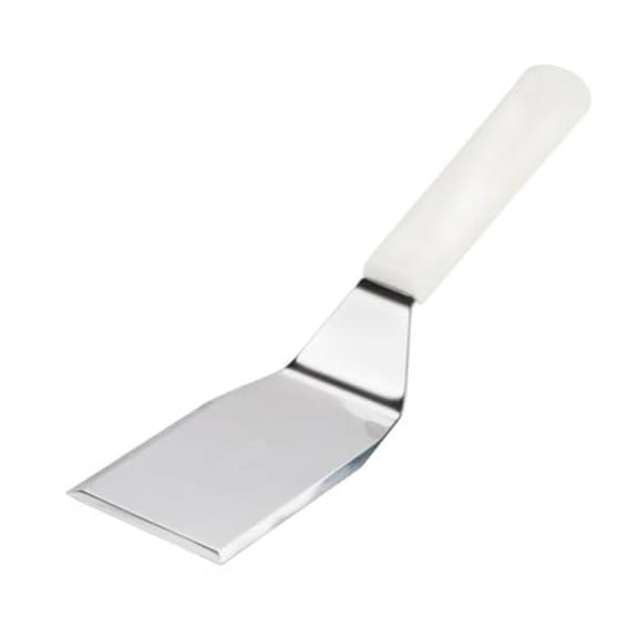 Soro Essentials- 4" x 3" Stainless Steel Hamburger Turner Spatula with Offset Blade and White Color Handle- Turner Spatula Griddle Scraper and Pancake Flipper Great Flat Top Griddle