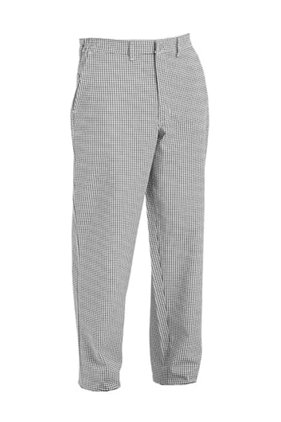 - Size 40 Size Poly and Cotton Blend Checkered, Chef Cook Pants Black and White Color- Permanent Press Chef Pants Cooking Pants Chef Pants for Hotel Kitchen Restaurant Work Uniform