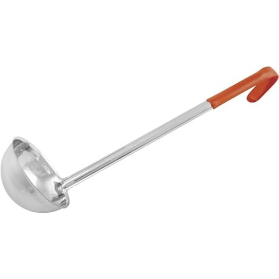 Soro Essentials- 5 oz. Stainless Steel Ladle with Orange Coated Handle- Color Coded Kitchen Ladle Accessories for Stirring Portioning and Serving Soups Chili and Stew in Restaurants and at Home