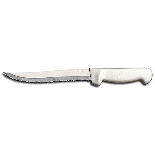 Soro Essentials- 8" High Carbon Steel Scalloped Edge Utility Knife with White Color Handle- Serrated Utility Kitchen Knife Perfect for Precise Cuts Ideal for Cutting Meat Vegetables and Fruit