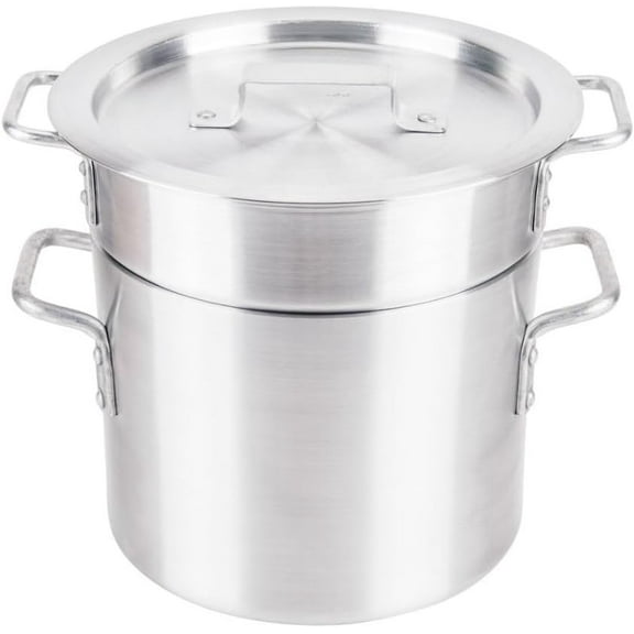 Soro Essentials- 8 Qt. Aluminum Double Boiler Pot with Lid- Steam Melting Stock Pot for Butter Chocolate Cheese Caramel Fondue Candy Dessert and Sauces