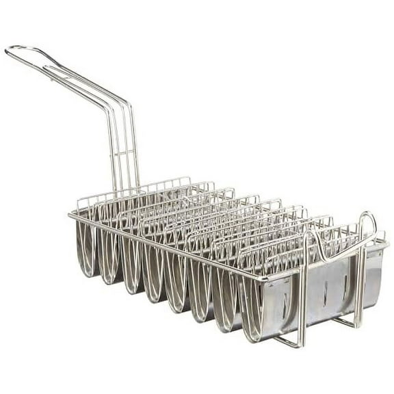 Soro Essentials- 8-Slot Nickel Plated Taco Fryer Basket with Handle- Taco Basket Taco Shell Holder Rack Holds Up to 8 Tacos Keeping Taco Shells Upright Deep Fryer Taco Holder Basket