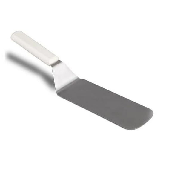 Soro Essentials- 8" x 3" Stainless Steel Cake Turner Spatula with Offset Blade and White Color Handle- Turner Spatula Griddle Scraper and Pancake Flipper Great Flat Top Griddle