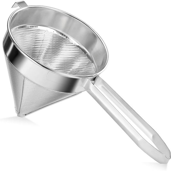 Soro Essentials- 9" Stainless Steel China Cap Strainer Coarse Mesh- Cone Shaped Strainers Food Strainer Juice Strainers Kitchen Tools Food for Straining Seeds Beans Sauces Home Kitchen