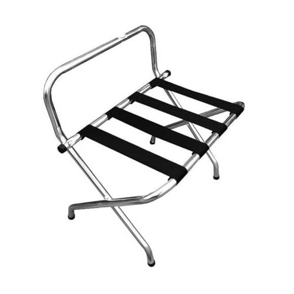 Soro Essentials- Chrome Plated Luggage Rack with Guard- Folding Luggage Rack for Guest Room Foldable Suitcase Stand Holder with Straps for Bedroom Guest Room Hotel Bed Room