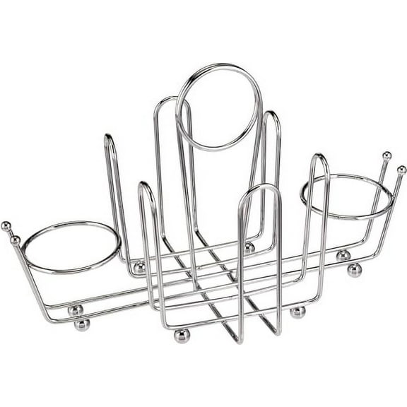 Soro Essentials- Chrome Plated Salt Pepper and Sugar Packet Wire Holder- Shaker and Sugar Rack Holder Table Caddy Tabletop Seasoning Spice Organizer for Home and Restaurant
