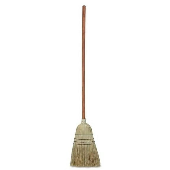 Soro Essentials- Natural Fibers Economy Wire Banded Warehouse Broom with Wood Handle- Commercial Broom for Sweeping Concrete Courtyard Garage Patio Indoor Home Kitchen